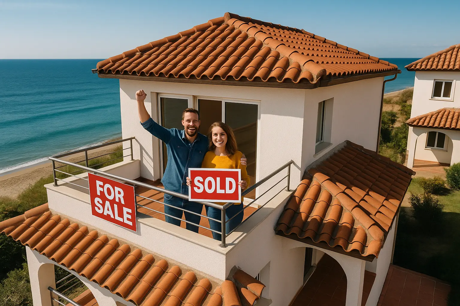 A happy couple having received the keys to their new home